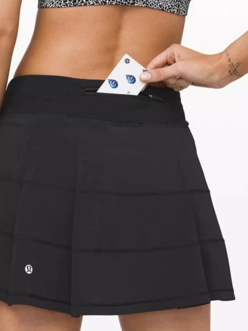 lululemon athletica Black Flared Athletic Skirt with Hidden Zip Pocket